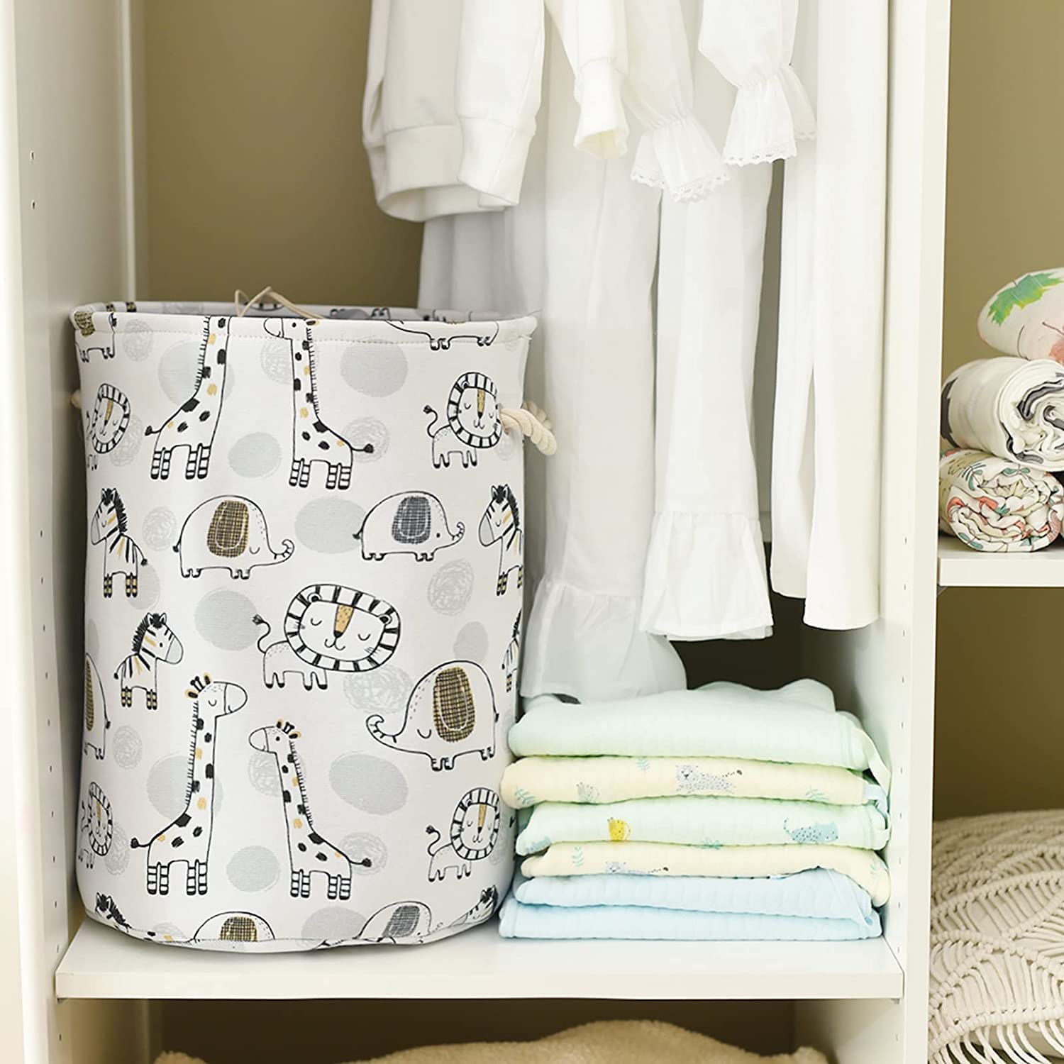 Extra Large Baby Laundry Basket & Toy Storage - Nursery Hamper for Kids Bedroom