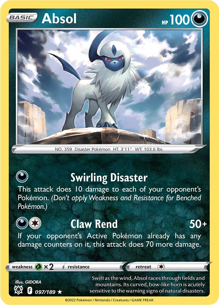 Absol (097/189) Pokemon Card - Theme Deck Exclusive from Sword & Shield: Astral Radiance TCG | Perfect for Collectors & Competitive Play