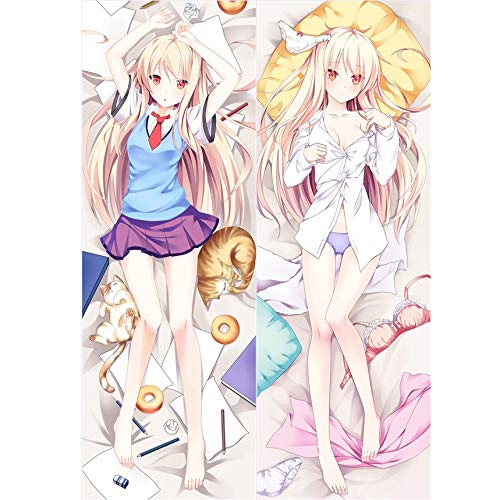 Shiina Mashiro Anime Body Pillow Cover - The Pet Girl of Sakurasou Double-Sided Design with White Pajamas & Bare Feet - Soft Decorative Throw Pillow Case for Sofa, Bed, Anime Room Decor - Perfect Gift for Anime Fans & Otaku Culture Enthusiasts