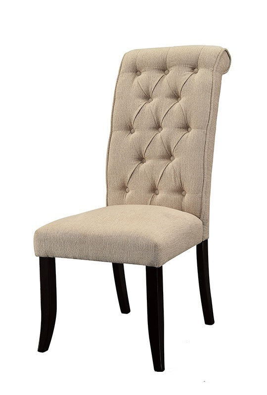 Contemporary Rustic Style Beige Fabric Upholstered Tufted Dining Chairs, Set of 2 - Perfect for Kitchen, Breakfast Nook & Farmhouse Dining Room Decor