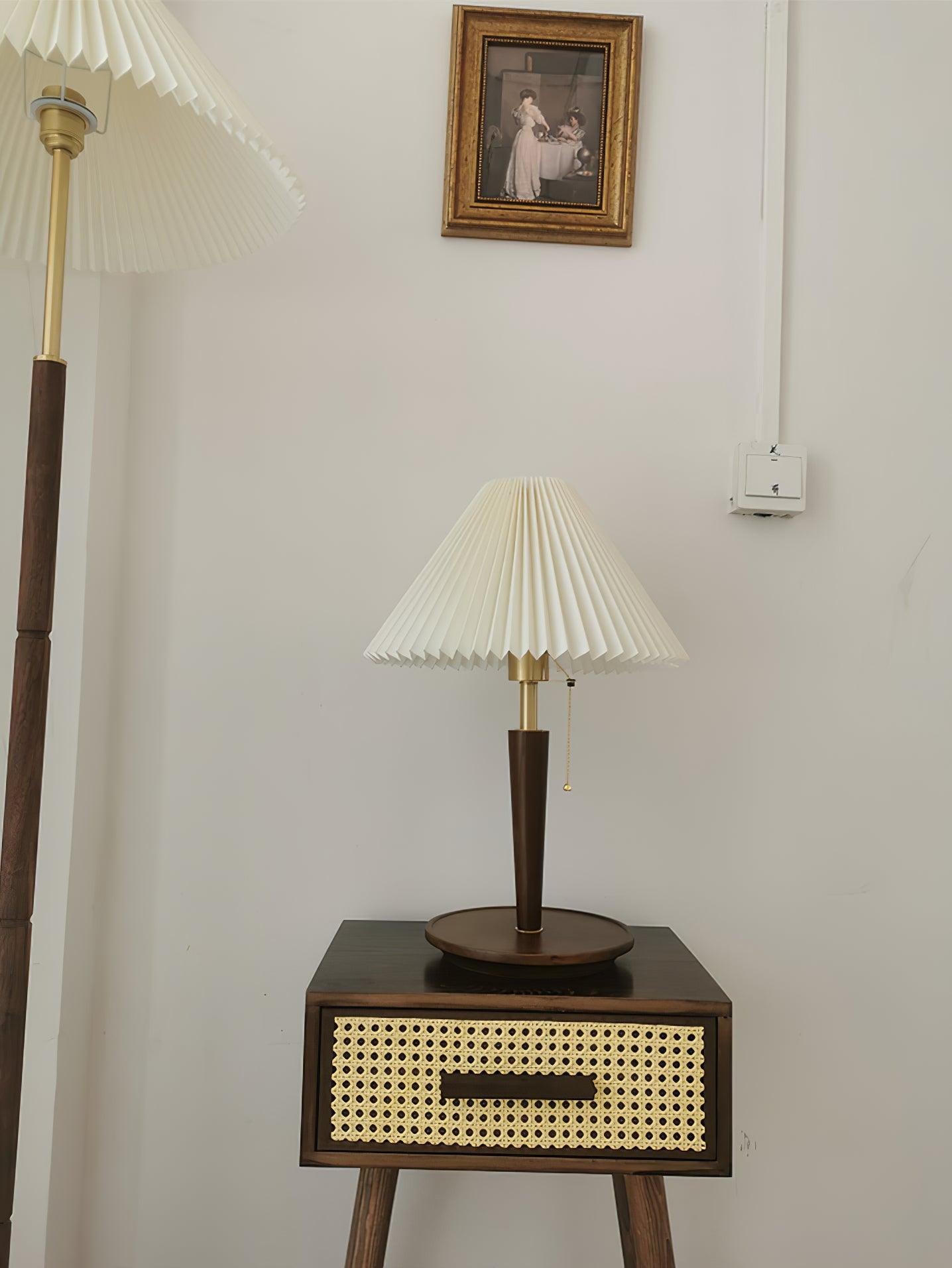 Elegant Cone Pleated Fabric Table Lamp - Modern Home & Office Lighting for Bedroom, Living Room, and Study Desk Decor