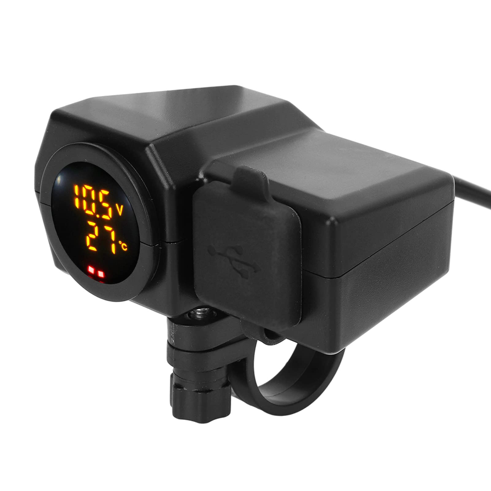 Aramox 10-24V Motorcycle USB Type C Charger Adapter with LED Color Screen, Voltmeter & Thermometer Display - Universal Fit for Harley, Honda, Yamaha - Perfect for Road Trips & Outdoor Adventures