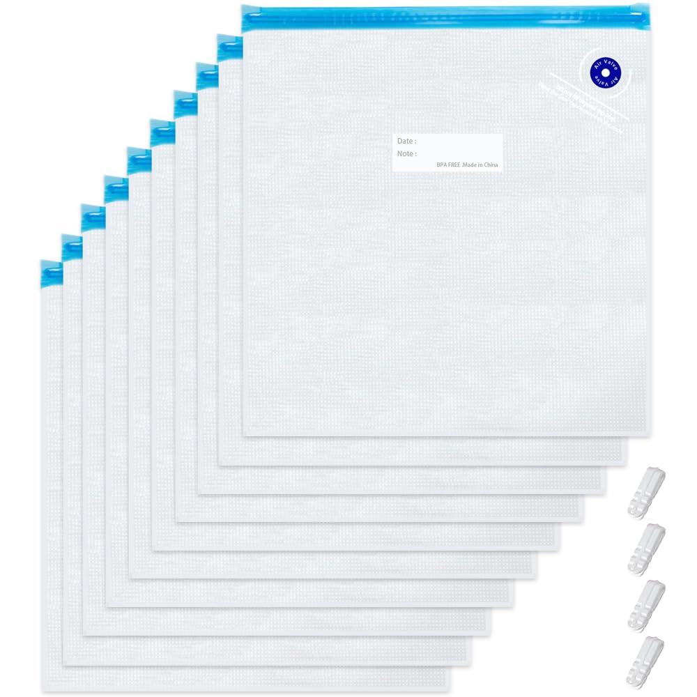Reusable Sous Vide Bags 20-Pack - 8.3x8.7in (21x22cm) Small Vacuum Sealer Bags BPA Free with 4 Sealing Clips | Perfect for Food Storage, Meal Prep & Anova/Joule Sous Vide Cookers | Great for Camping, Picnics & Sous Vide Cooking at Home