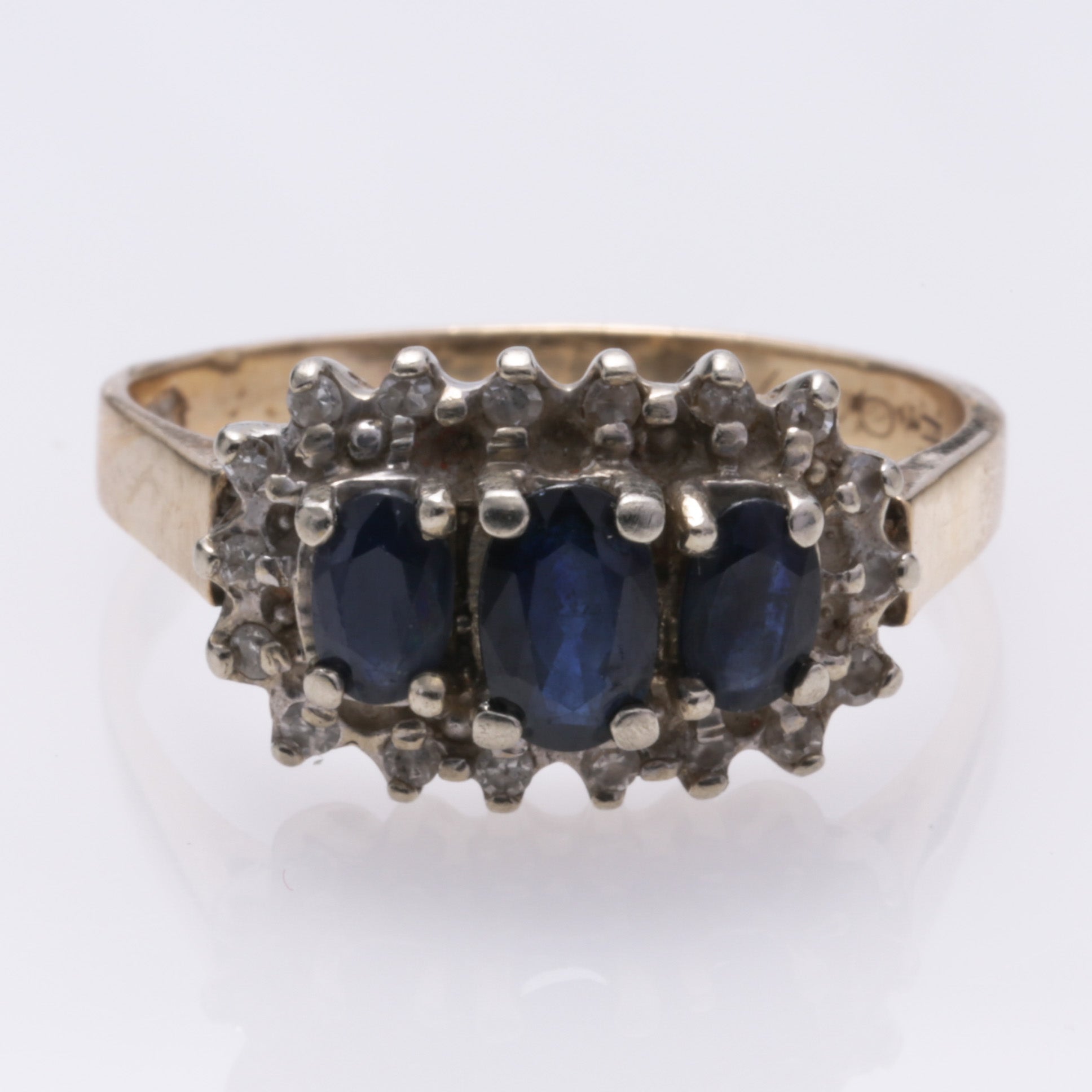 10K Yellow Gold Sapphire and Diamond Ring - 1.30ctw Sapphire & 0.162ctw Diamond - Size 9 - Elegant Jewelry for Women, Perfect for Engagement, Wedding, Anniversary & Special Occasions