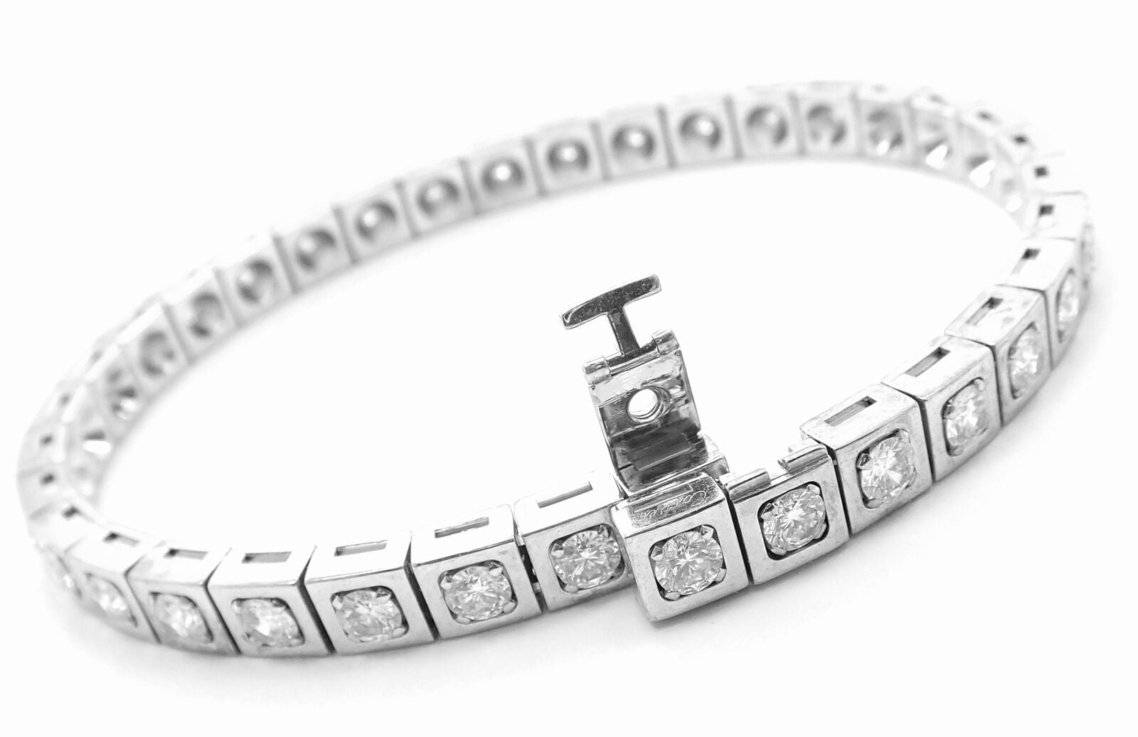 Authentic Cartier Tectonique 18K White Gold Diamond Tennis Bracelet - Luxury Jewelry for Women, Elegant Gift for Anniversary & Special Occasions