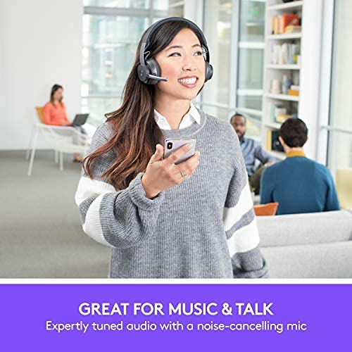 Logitech Zone Wireless Bluetooth Headset - Microsoft Teams Certified (Renewed) - Noise Cancelling Headphones for Office, Remote Work & Video Conferencing