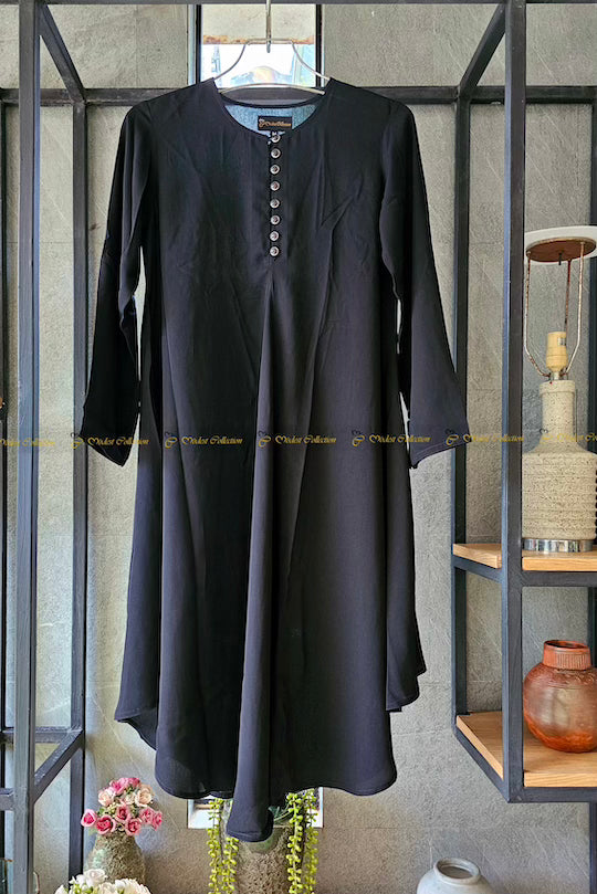 Stylish Black Flared Maternity Kurti for Pregnant Women - Comfortable & Fashionable Pregnancy Wear for Casual Outings & Special Occasions