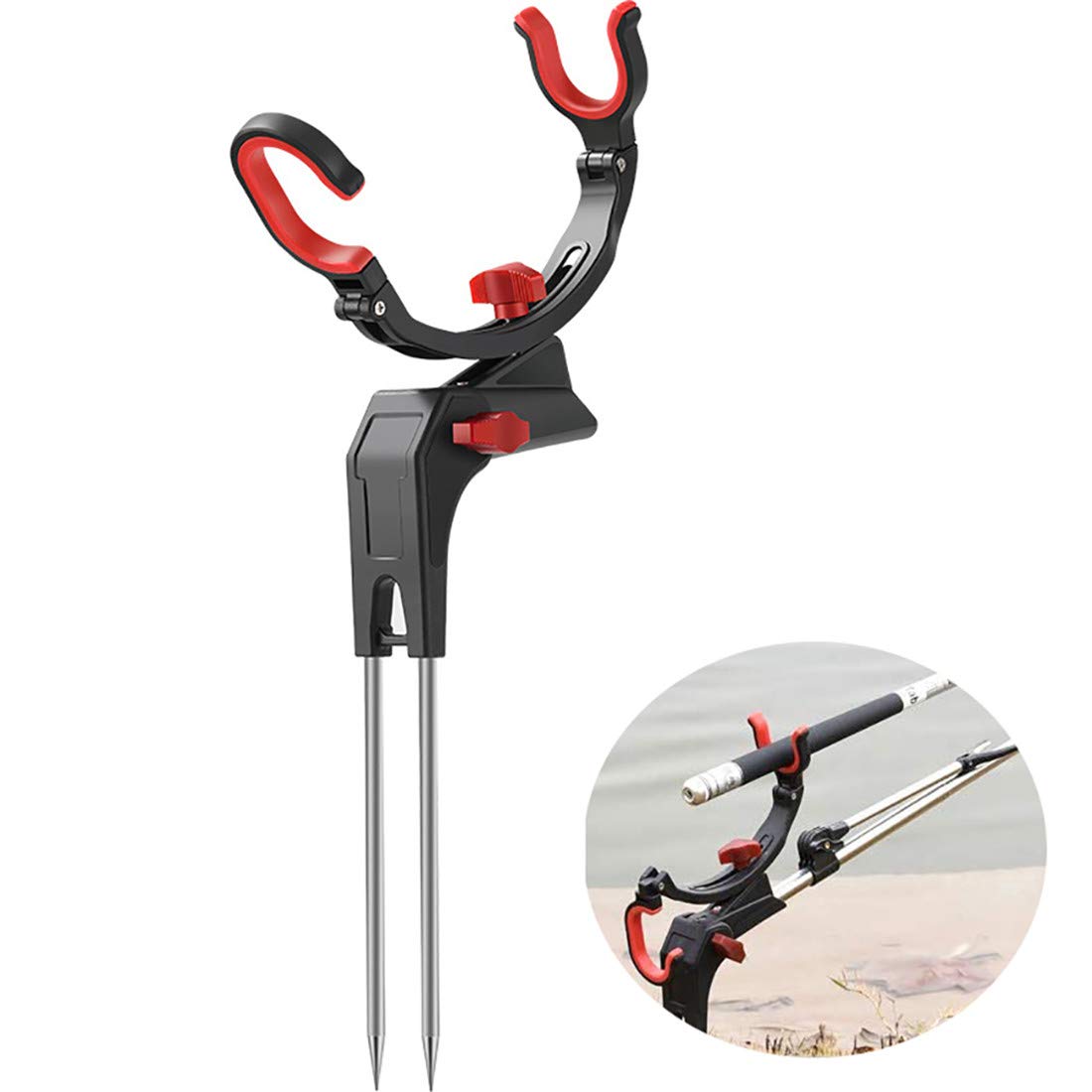 Stainless Steel 360° Adjustable Fishing Rod Holder - Universal Bank Fishing Pole Rack Stand for Secure Rod Storage | Perfect for Shore, Boat & Kayak Fishing