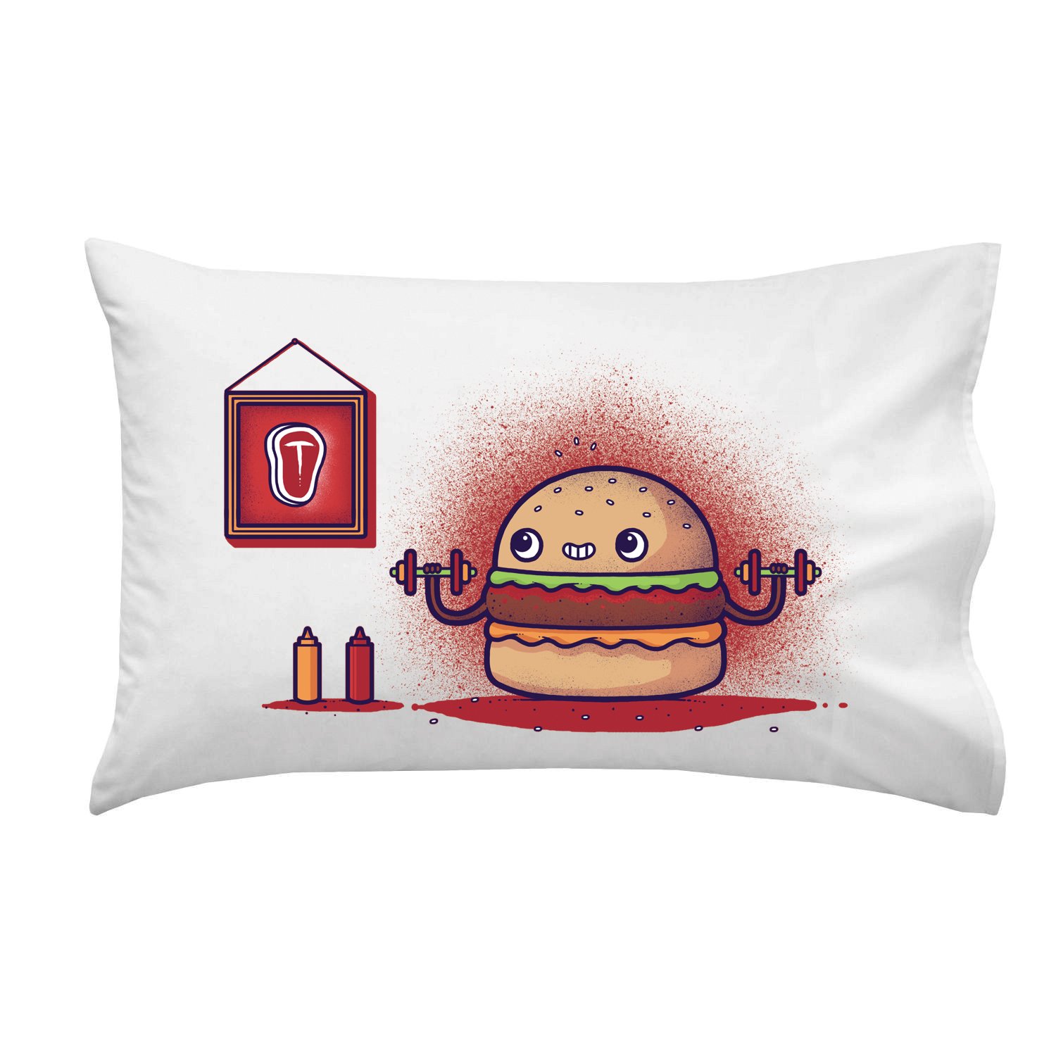 Lean Meat Hamburger Funny Workout Pillowcase - Single Size for Gym, Home Decor & Fitness Enthusiasts