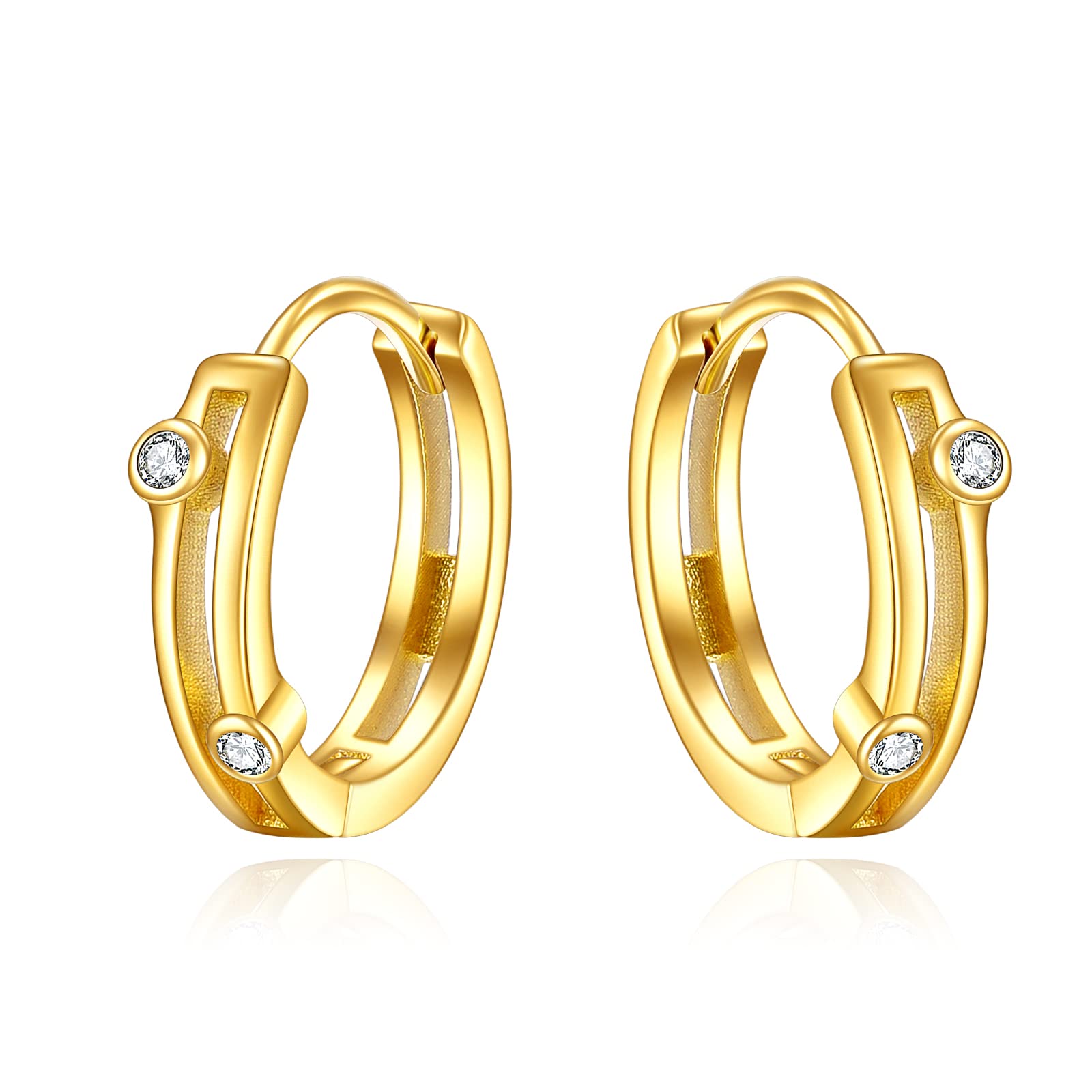 14K Yellow Gold Small Hoop Earrings - Cartilage Huggie Piercing Hoop Jewelry for Women, Girls, Mother, Daughter & Wife - Perfect for Everyday Wear, Gifts & Special Occasions