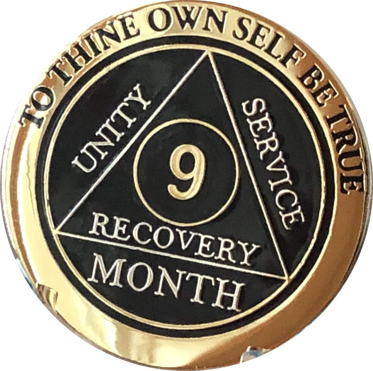 9 Month AA Medallion - Elegant Black Gold & Silver Plated Chip for Baby Milestones, Baptism Gifts & Keepsake Jewelry