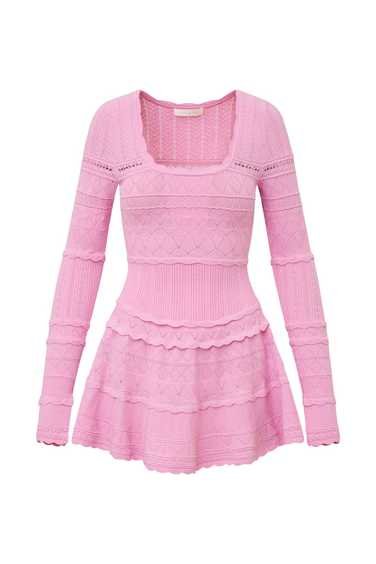 Lavender Pointelle Knit Mini Dress - Soft & Breathable Summer Dress for Women | ROSE CLAY | Perfect for Beach, Vacation & Casual Outings