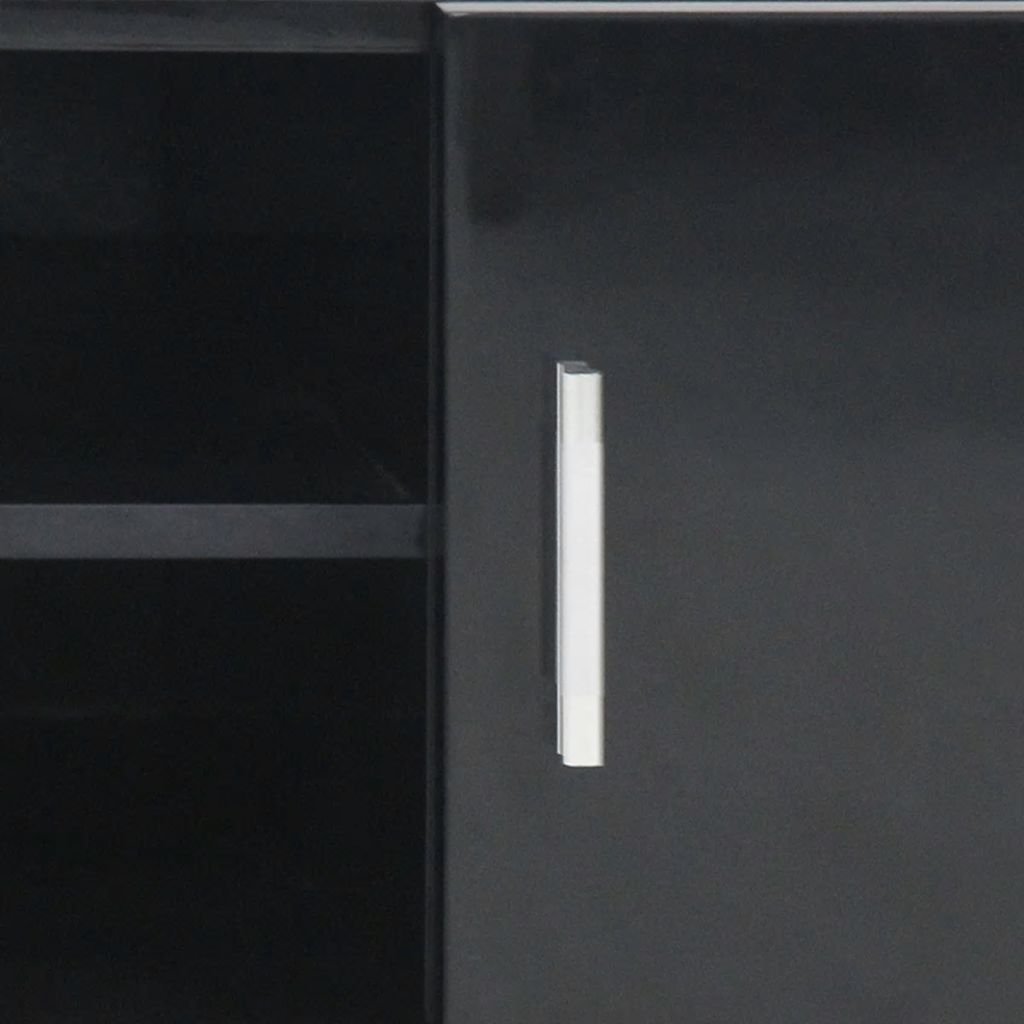 Modern High Gloss TV Stand for TVs up to 50 Inch - Black MDF Media Console with Storage (47.2