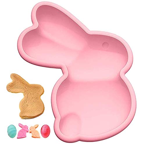 1/2/3Pcs 3D Easter Bunny Silicone Molds - Chocolate, Candy, Fondant, DIY Soap Molds for Baking, Decorating Easter Party - Cute Cookie Baking Pan (8.46 x 5.28 Inch) - Perfect for Easter Desserts, Cupcake Toppers & Holiday Crafts (1pc, Pink)