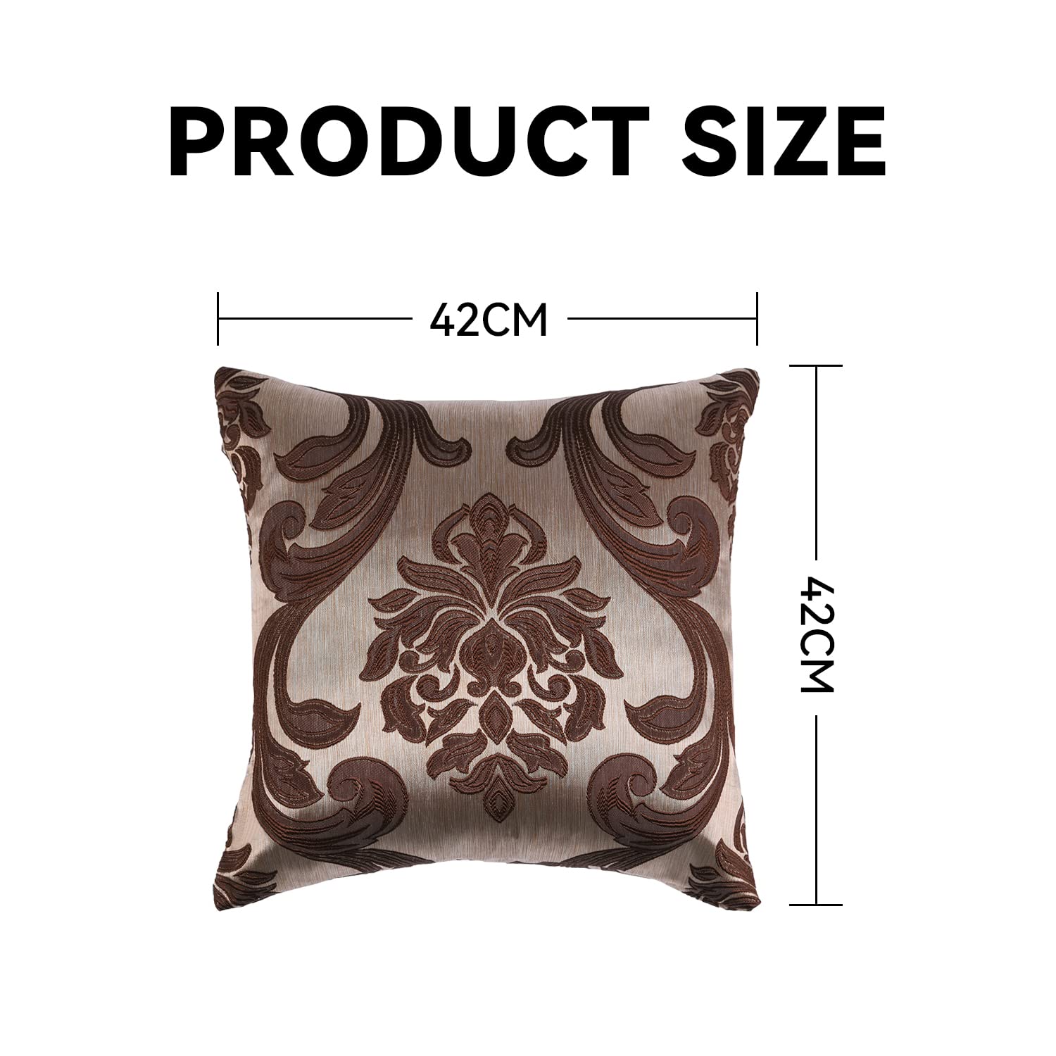 NAPEARL Jacquard Throw Pillow Covers Set of 2 - 16x16 Inch Decorative Cushion Covers for Sofa, Couch, Bed - Brown Luxury Pillowcases for Living Room, Bedroom & Home Decor - Perfect for Cozy Reading Nooks and Stylish Accent Pillows