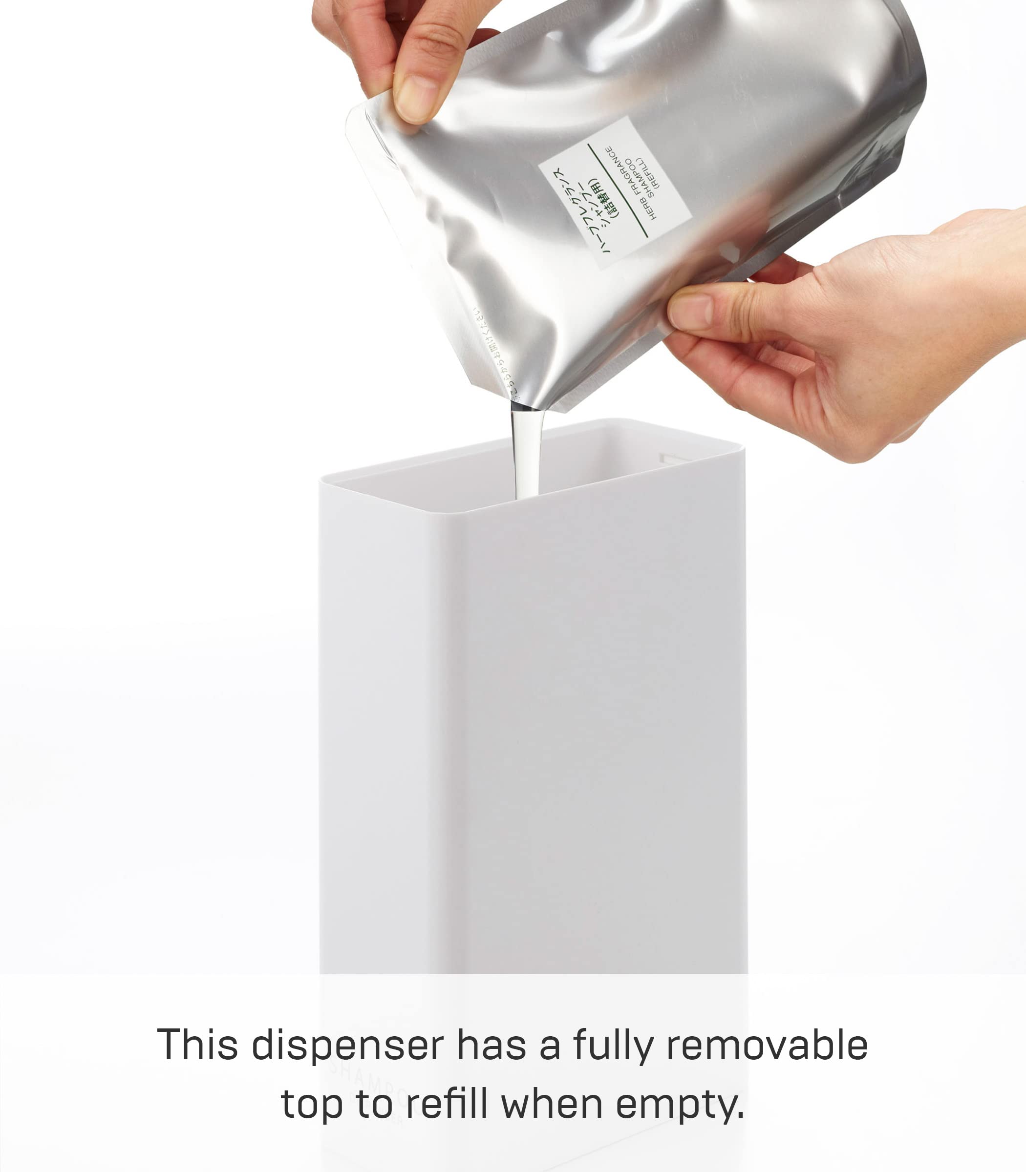 Yamazaki Tower White Rectangular Soap Dispenser for Bathroom & Kitchen - Hands-Free Liquid Soap Holder for Modern Home Decor