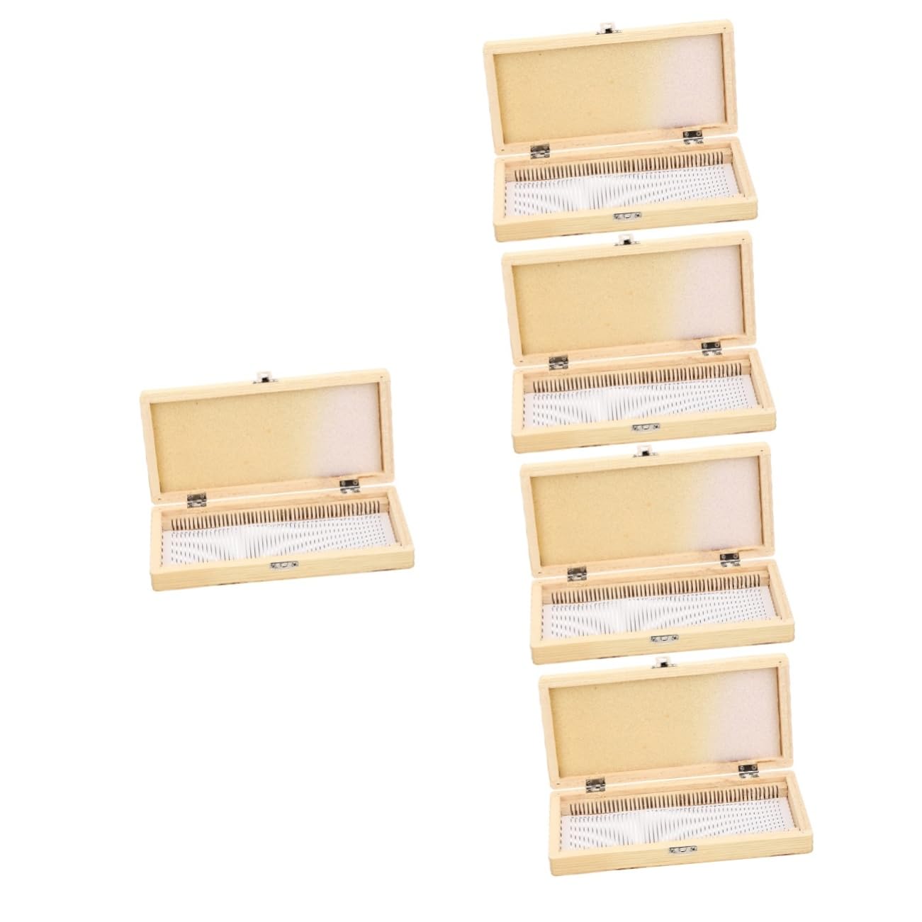 Healvian 5-Piece Slide Storage Box Set - Stainless Steel & Wooden Microscope Slide Organizer with Slide-Out Bins - Perfect for Lab, Classroom, and Home Science Experiments