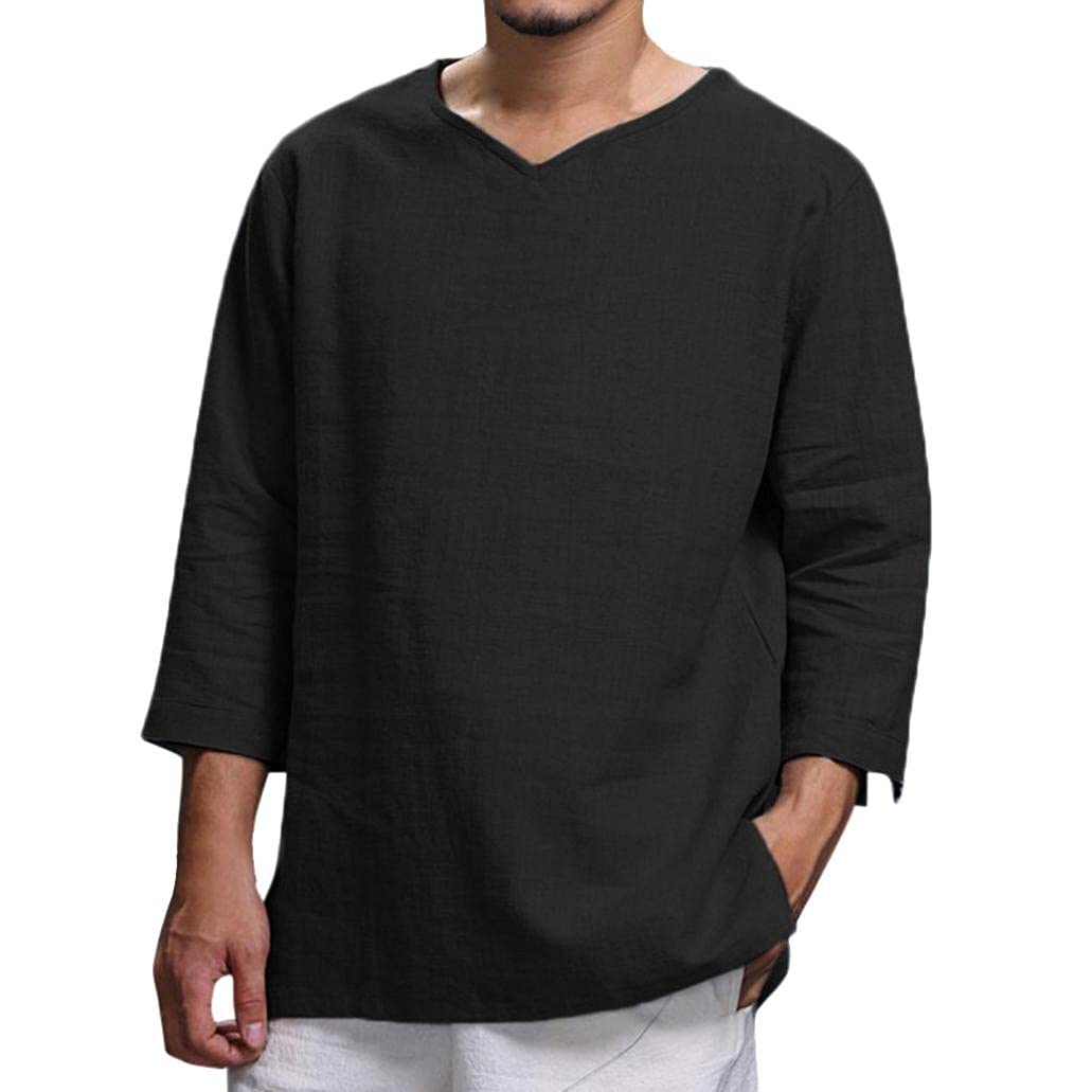 Men's Linen Cotton Blend T-Shirt - Breathable Summer Casual Shirt for Men | Comfortable Fashion Top for Outdoor Activities & Travel