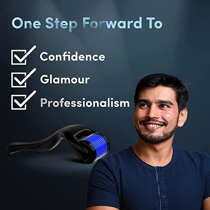 Premium Titanium Alloy Hair Growth Roller with 540 Micro Needles (0.5mm) - Stimulates Scalp & Beard Follicles, Reduces Hair Loss | Ideal for Men's Facial Hair Care & Women's Thinning Hair Treatment | At-Home Hair Regrowth Therapy for Fuller Beard & Healthier Scalp