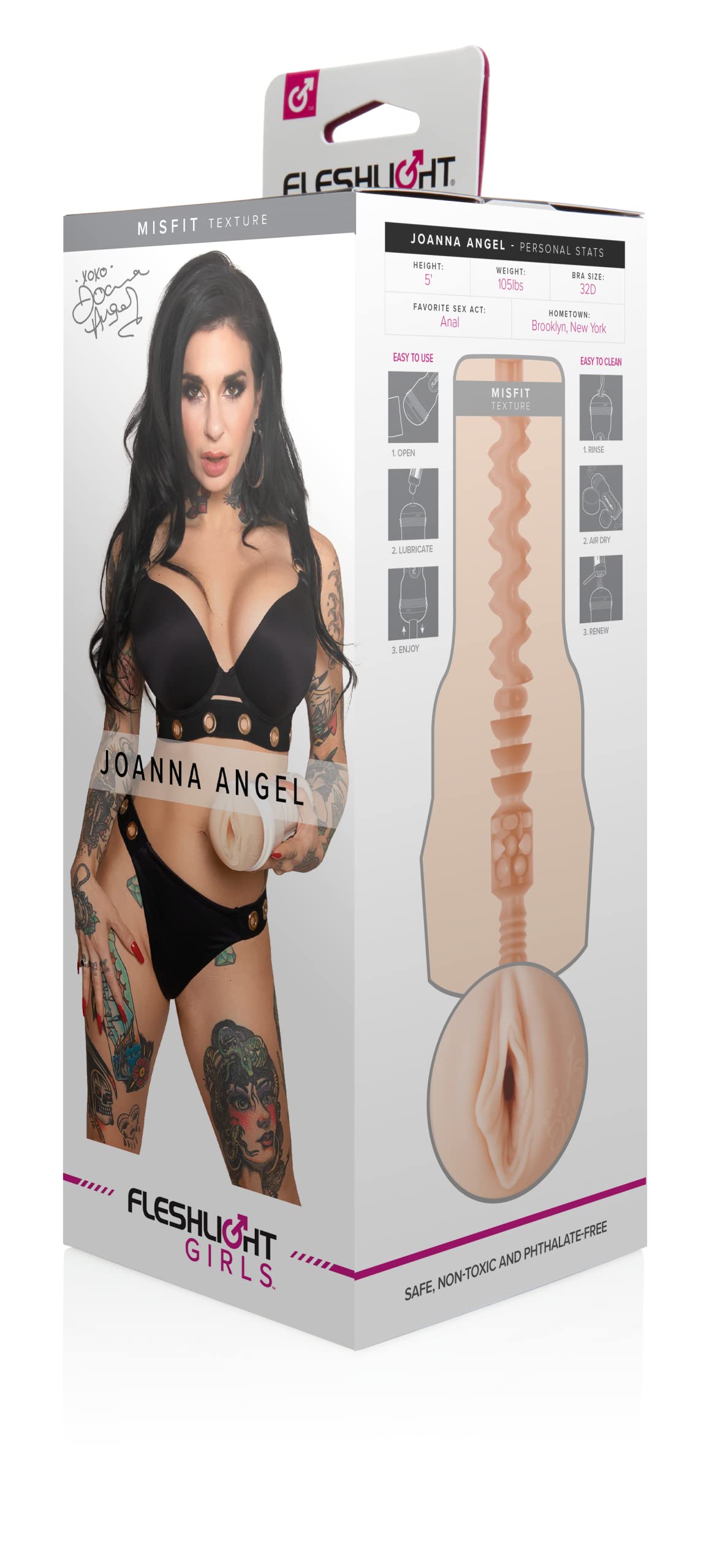 Joanna Angel Misfit Fleshlight - Realistic Pocket Pussy Sex Toy for Men | Alternative Porn Star Design | Discreet Solo Pleasure & Adult Fantasy Play
