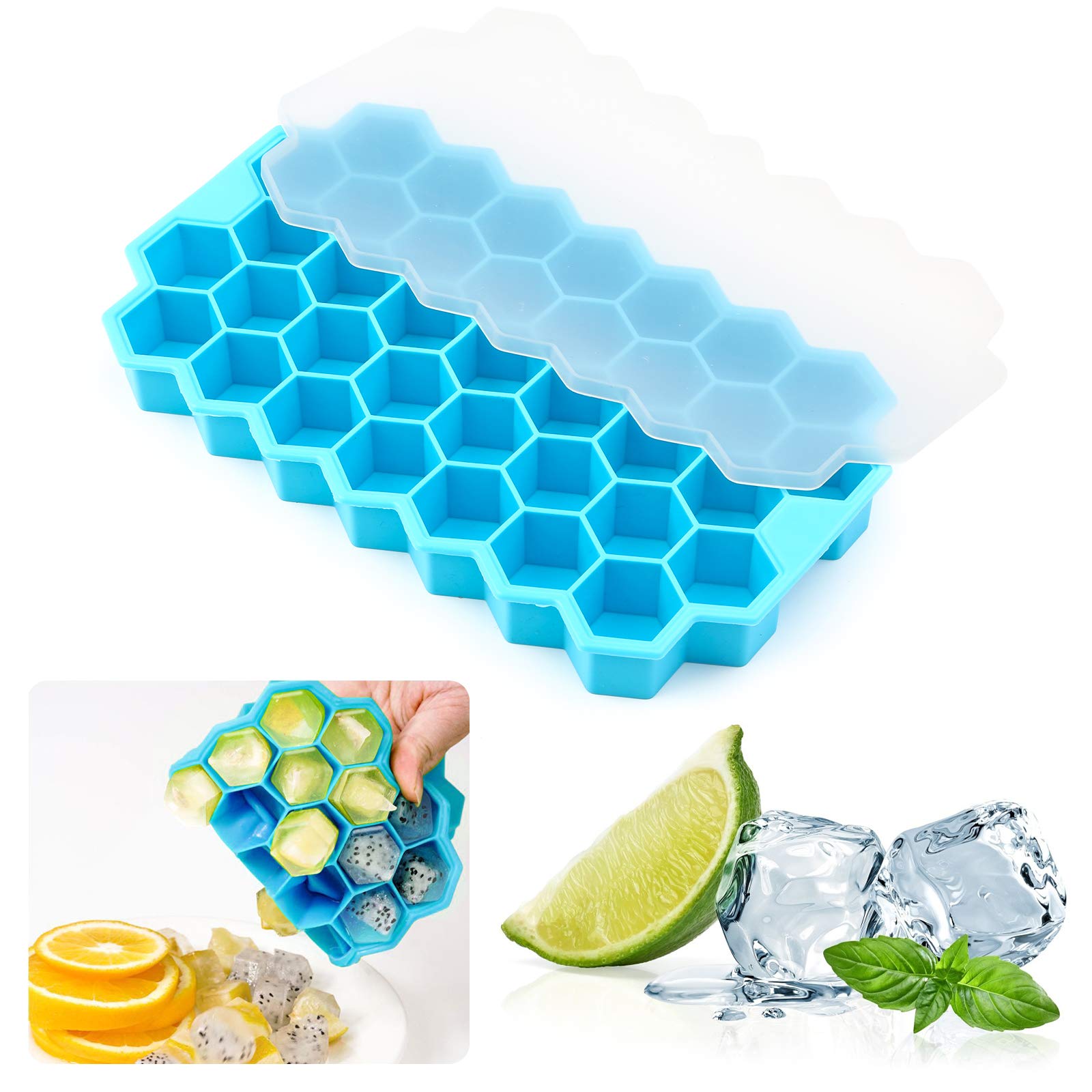 Premium Silicone Ice Cube Trays with Lids - 37-Cube BPA-Free Food Grade Ice Maker for Cocktails, Whiskey & Frozen Drinks - Perfect for Home Bars, Parties & Summer Beverages