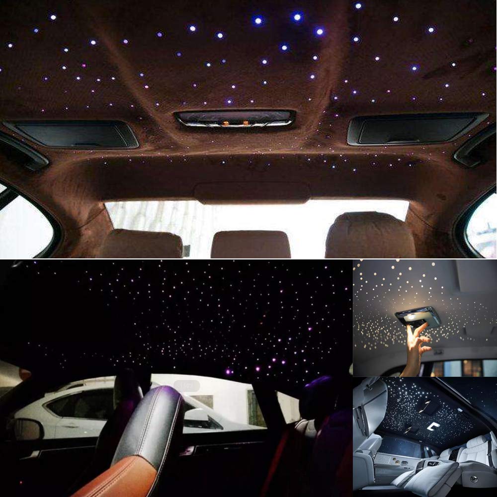 AKEPO 10W Fiber Optic Lights Kit with APP Control & Music Sync - 375pcs 9.8ft/3m Optical Fiber Cable (0.03/0.04/0.06in) + RGBW Light Engine + 28-Key Remote - Perfect for Star Ceiling, Home Theater, Bedroom Decor & Car Interior Lighting