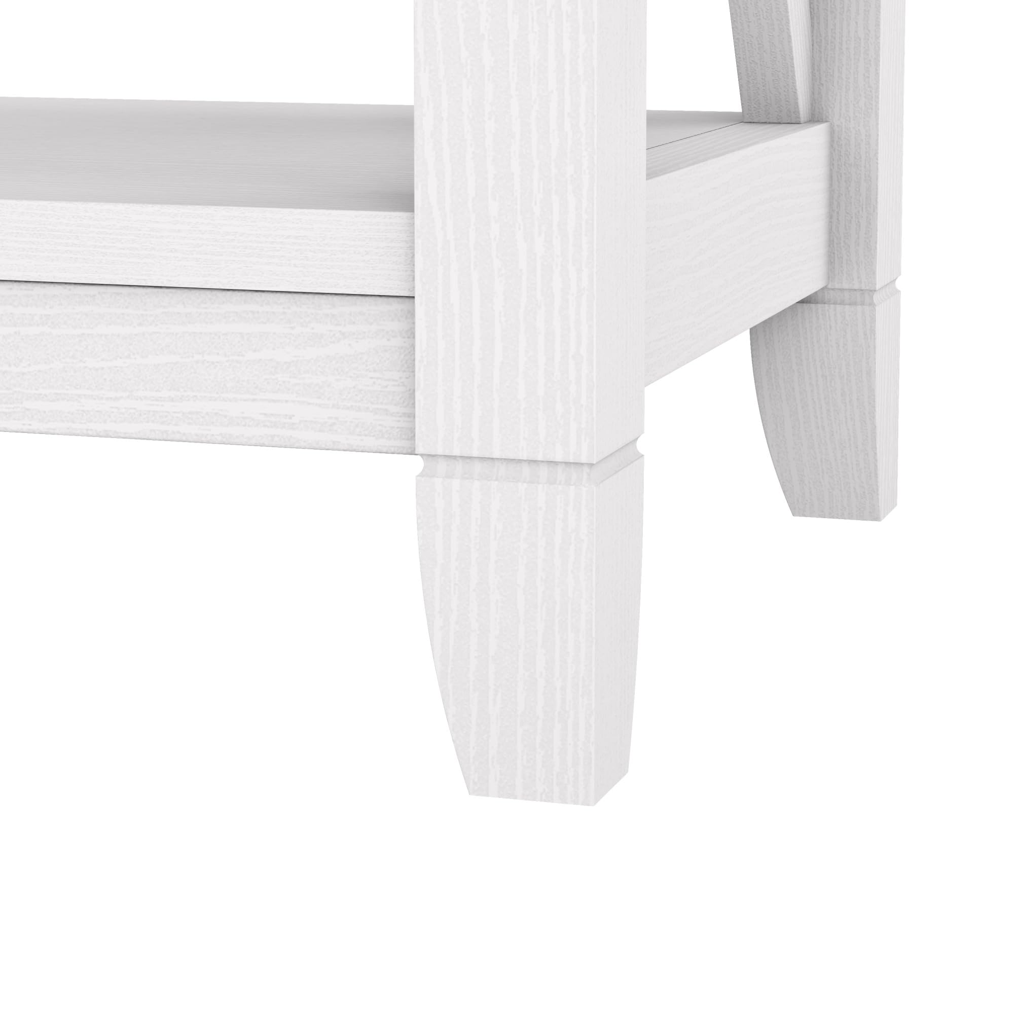 Bush Furniture Key West End Table with Storage - Pure White Oak Finish - Small Side Table for Living Room, Bedroom, or Office