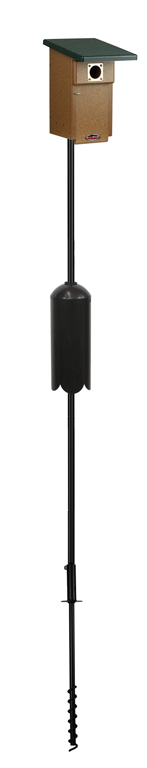 Eastern Bluebird Recycled Nest Box with Pole & Baffle - Eco-Friendly Green/Chocolate Birdhouse for Backyard Birdwatching & Wildlife Conservation
