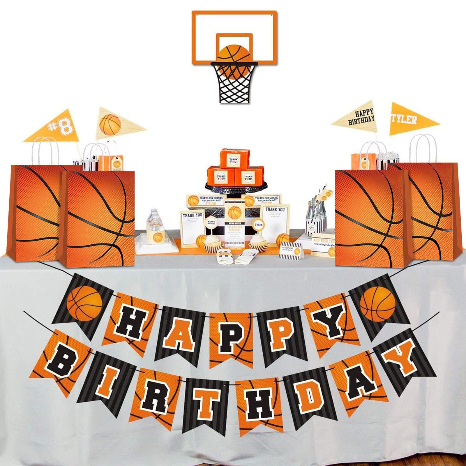 16-Piece Basketball Party Favor Bags - Bulk Basketball Goodie Bags for Kids Birthday Parties, Sports Themed Treat Bags - Perfect for Basketball Birthday Favors, Team Snacks & Game Day Celebrations