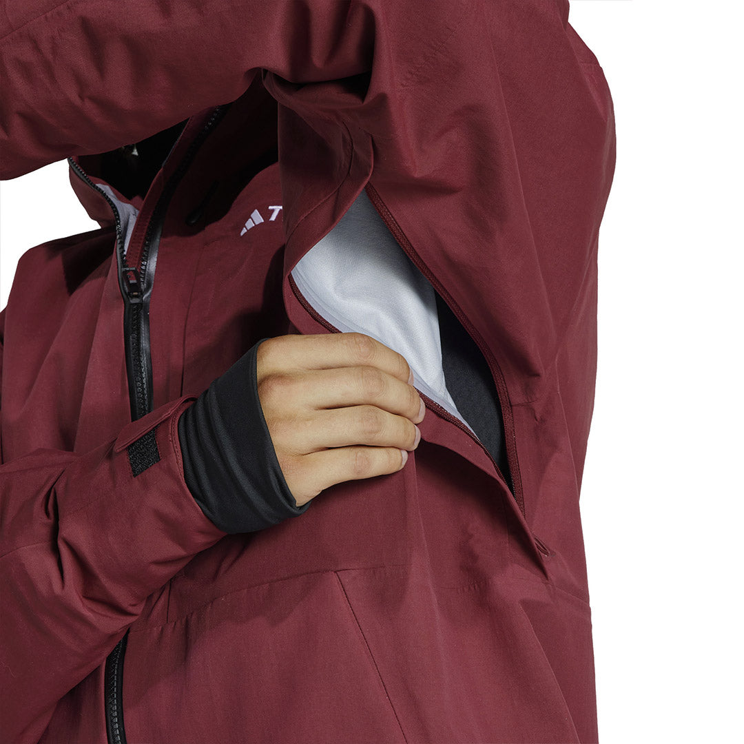 Adidas Men's Terrex Techrock 3 Layer Waterproof Hiking Jacket - Recycled Nylon Rain-Ready Outdoor Shell for Camping & Mountain Climbing (IB4219)
