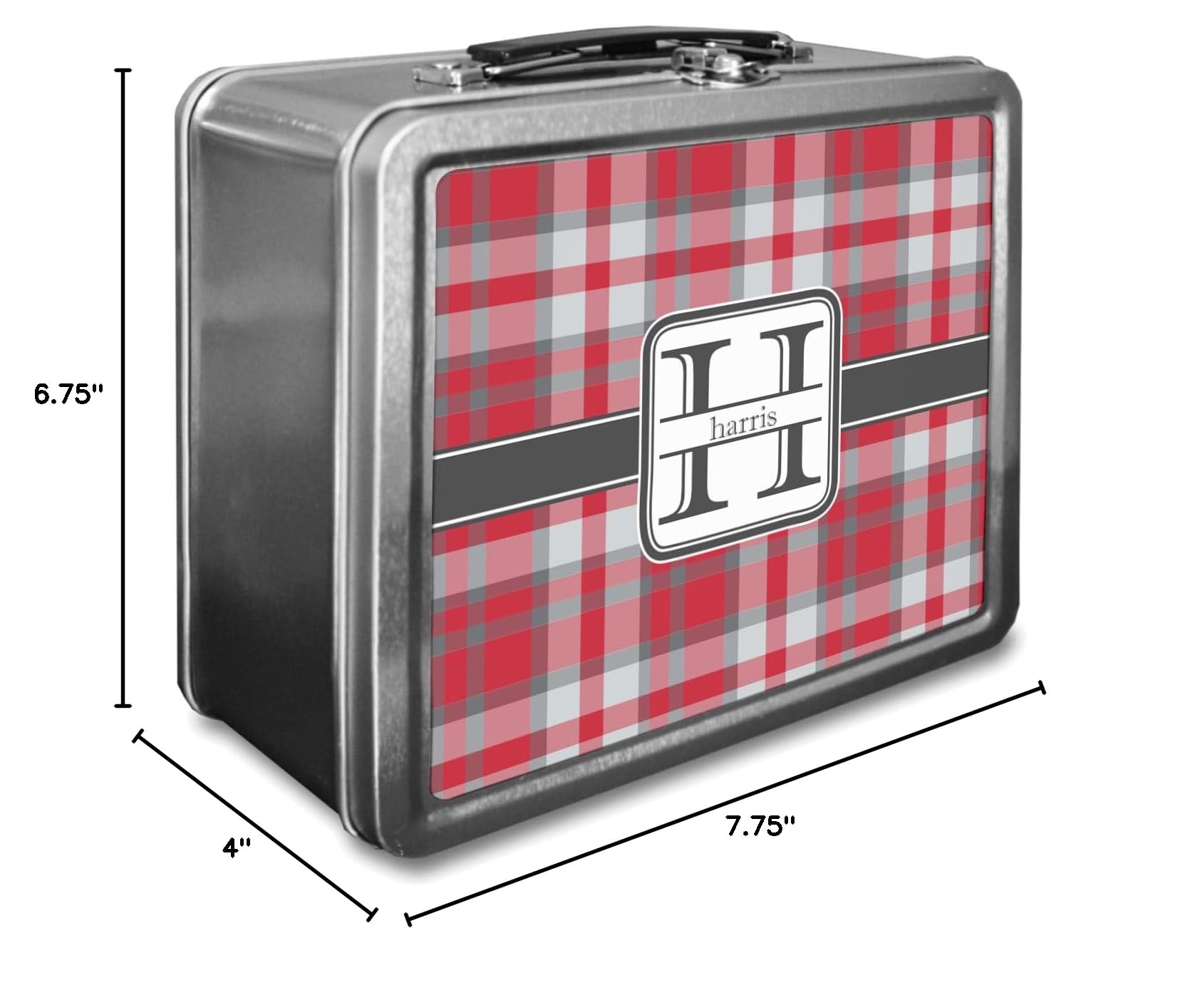 Personalized Red & Gray Plaid Insulated Lunch Box for Work, School & Picnics - Leakproof & Durable Food Container