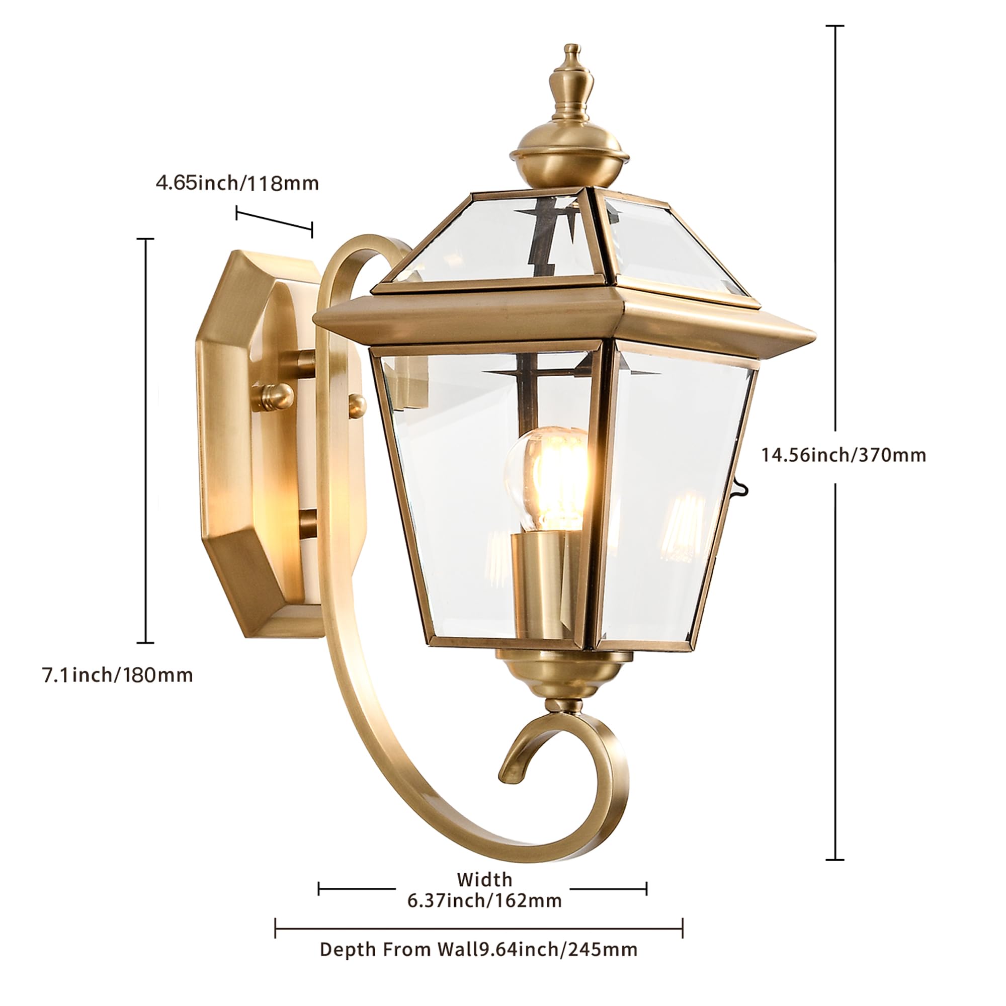 13.7 Inch Oil-Rubbed Bronze Outdoor Wall Sconce with Beveled Glass - Weatherproof Porch Light for Exterior Entryway, Patio & Garden Lighting (1 Pack) - Perfect for Front Door, Backyard & Pathway Illumination