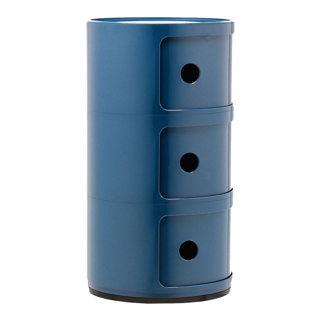 Componibili Round 3-Door Storage Tower - Modern Modular Organizer for Bedroom, Living Room & Office - Space-Saving Furniture Solution
