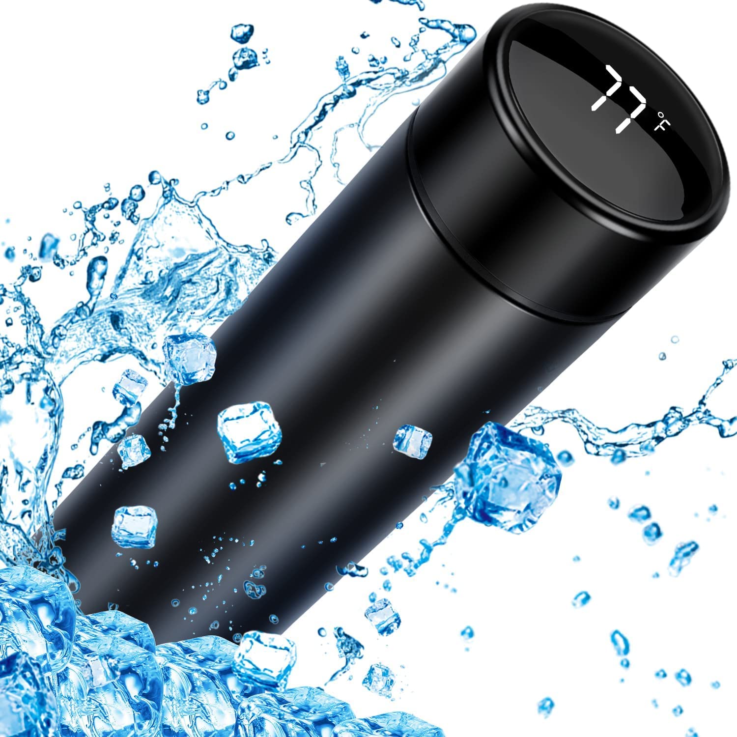 KGN MART Smart Thermos - 500ml Stainless Steel Vacuum Insulated Water Bottle with LED Temperature Display | Keeps Hot & Cold for 24 Hours | Leakproof Travel Mug for Hiking, Gym, Office & Outdoor Activities