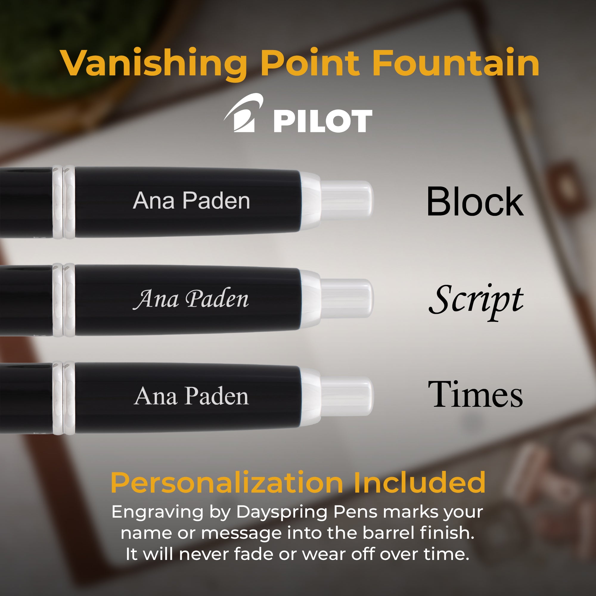 Premium Pilot Vanishing Point Fountain Pen - Black Lacquer & Rhodium Plated Trim - Perfect for Business Signatures, Journaling & Gift Giving