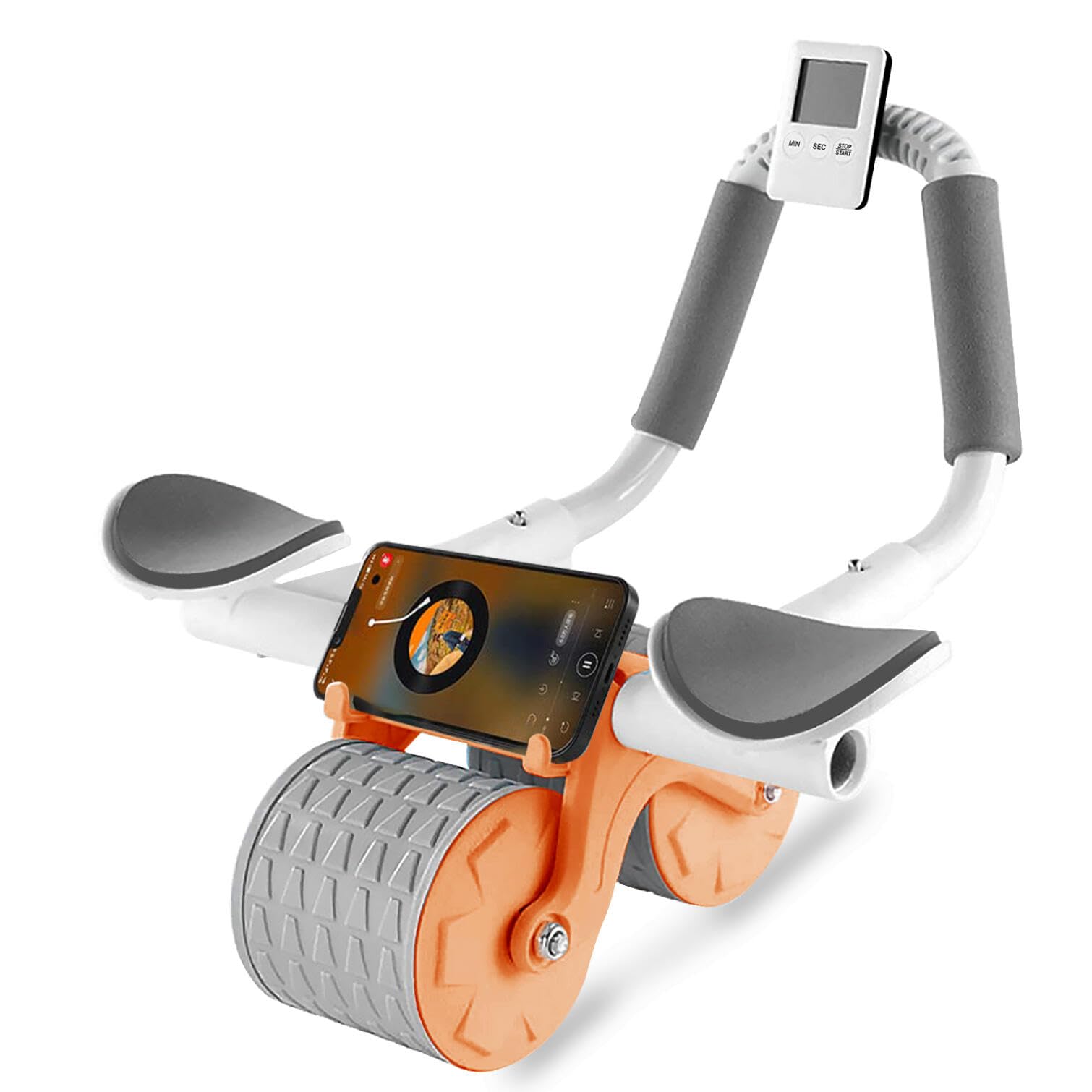 2024 New Ab Roller Wheel with Knee Mat & Timer - Automatic Rebound Core Workout Equipment with Elbow Support for Women & Men - Perfect for Home Gym, Fitness Training & Toning Abs