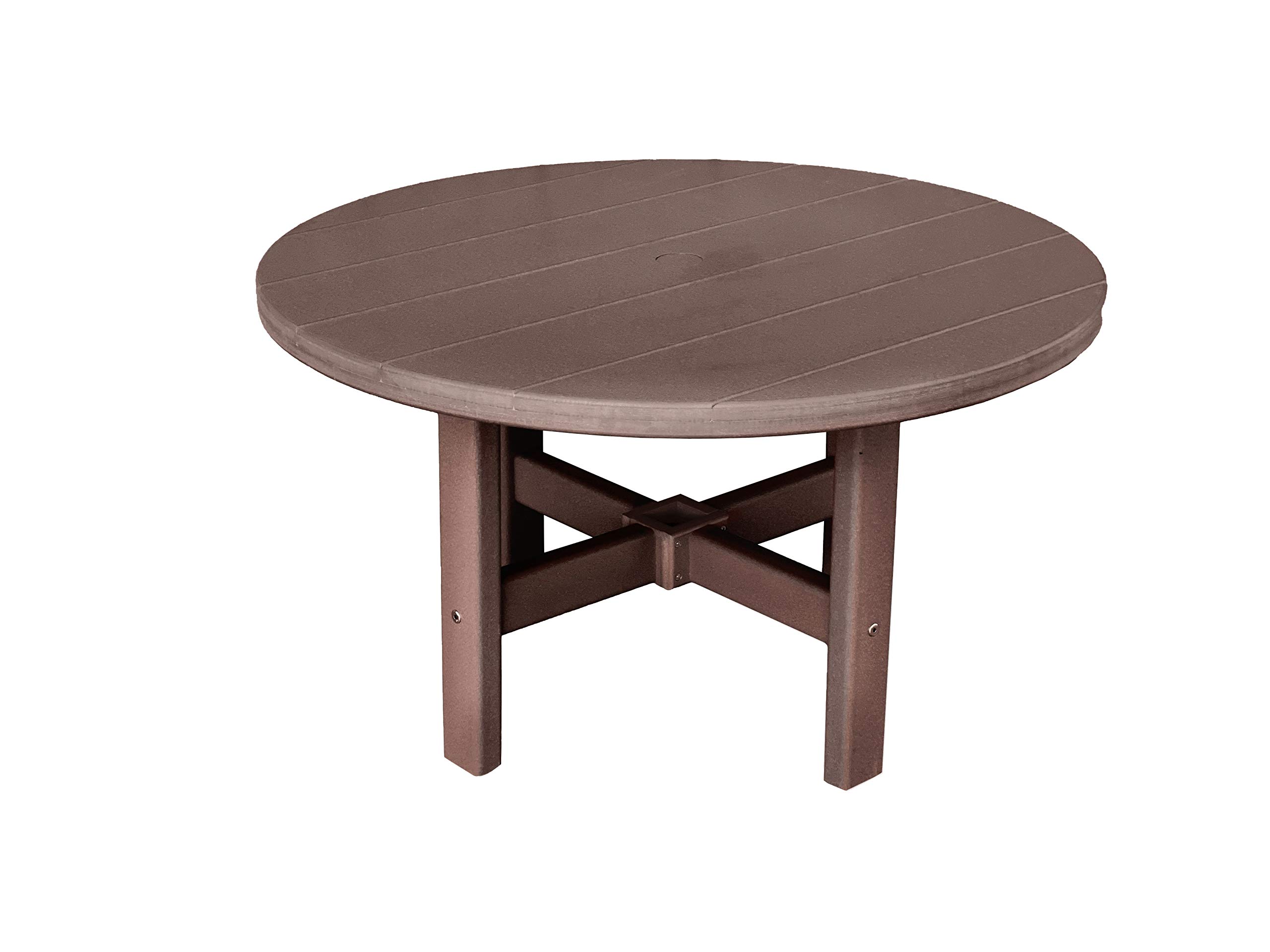 Phat Tommy Round Outdoor Coffee Table - Weather-Resistant Poly Resin Patio Furniture - Small All-Weather Side Table for Garden, Poolside & Backyard (Brown)