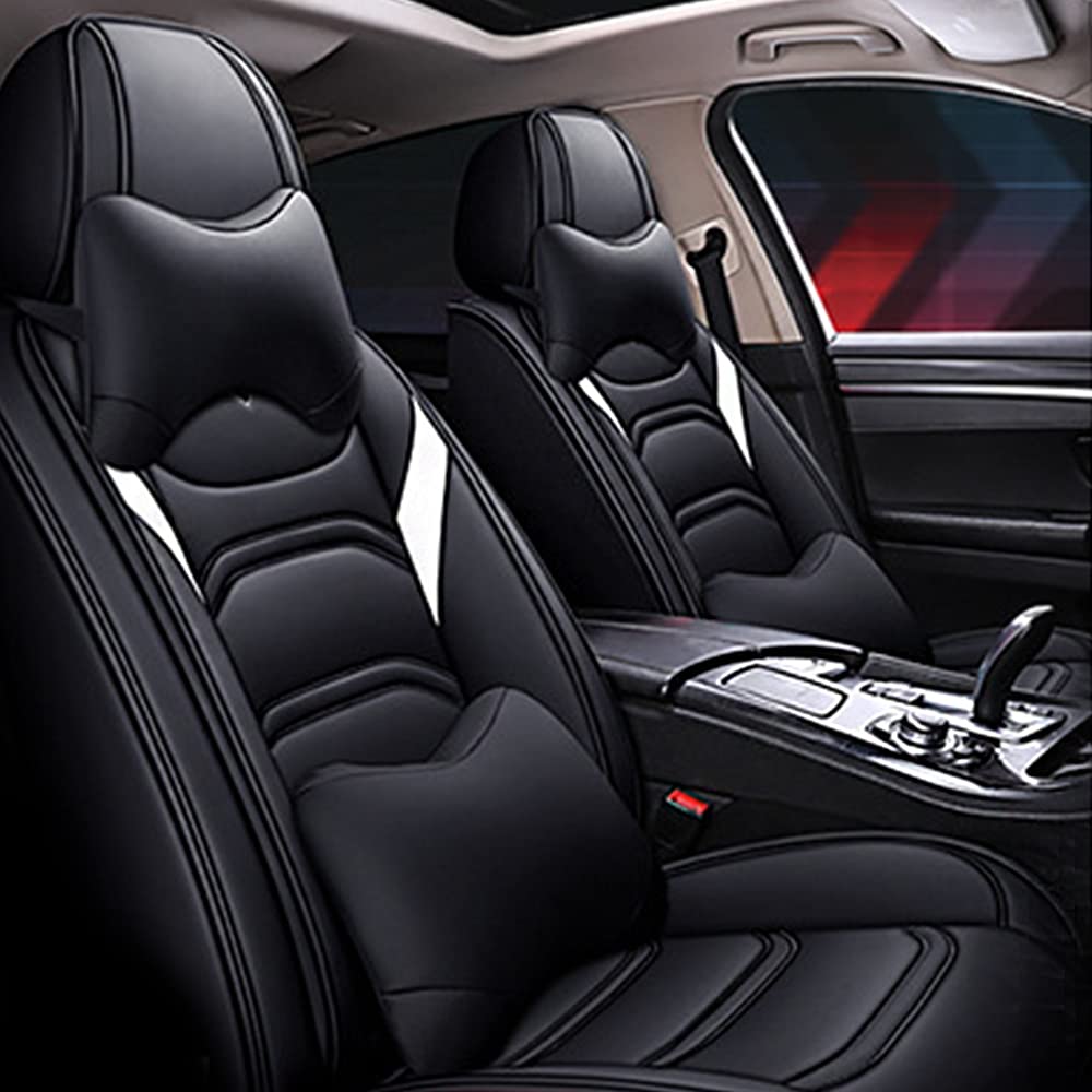 Premium All-Weather Leather Seat Covers for Volkswagen Jetta - Waterproof, Non-Slip Front Car Seat Protectors with Airbag Compatibility (Black) | Perfect for Daily Commute, Road Trips & Extreme Weather Protection
