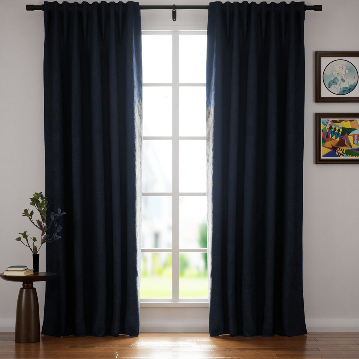 Organic Blackout Curtains Smokey Gray - Villa Linen Custom Drapes with Soft Top Back Tab for Bedroom & Living Room Window Treatments