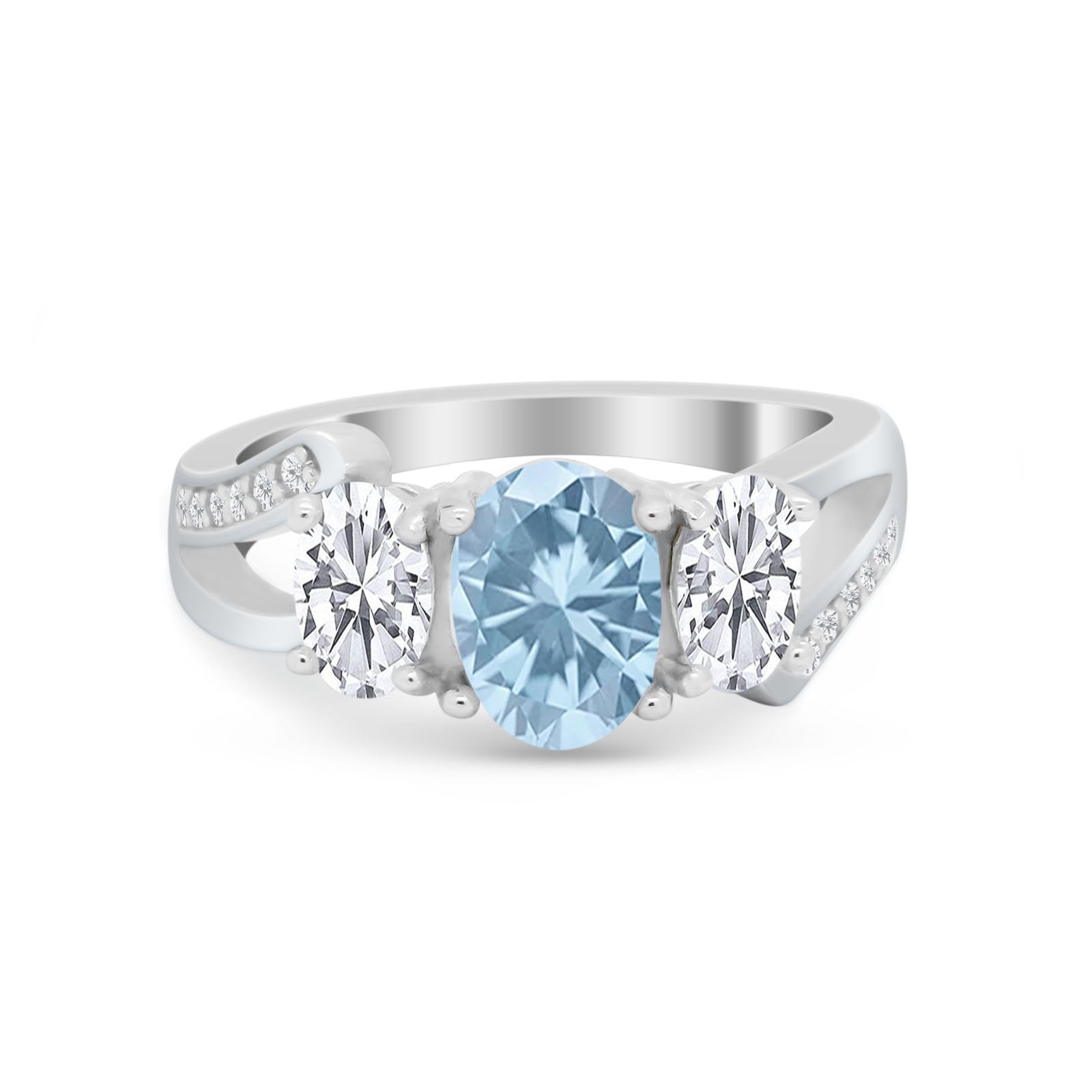 3 Stone Oval Wedding Ring - 925 Sterling Silver Cubic Zirconia Engagement Band for Women | Perfect for Bridal, Anniversary & Special Occasion Gifts