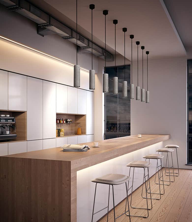Bamceena Modern Cylindrical Tube Cement Pendant Light - Industrial Style Hanging Lamp for Kitchen, Dining Room, and Living Room Decor