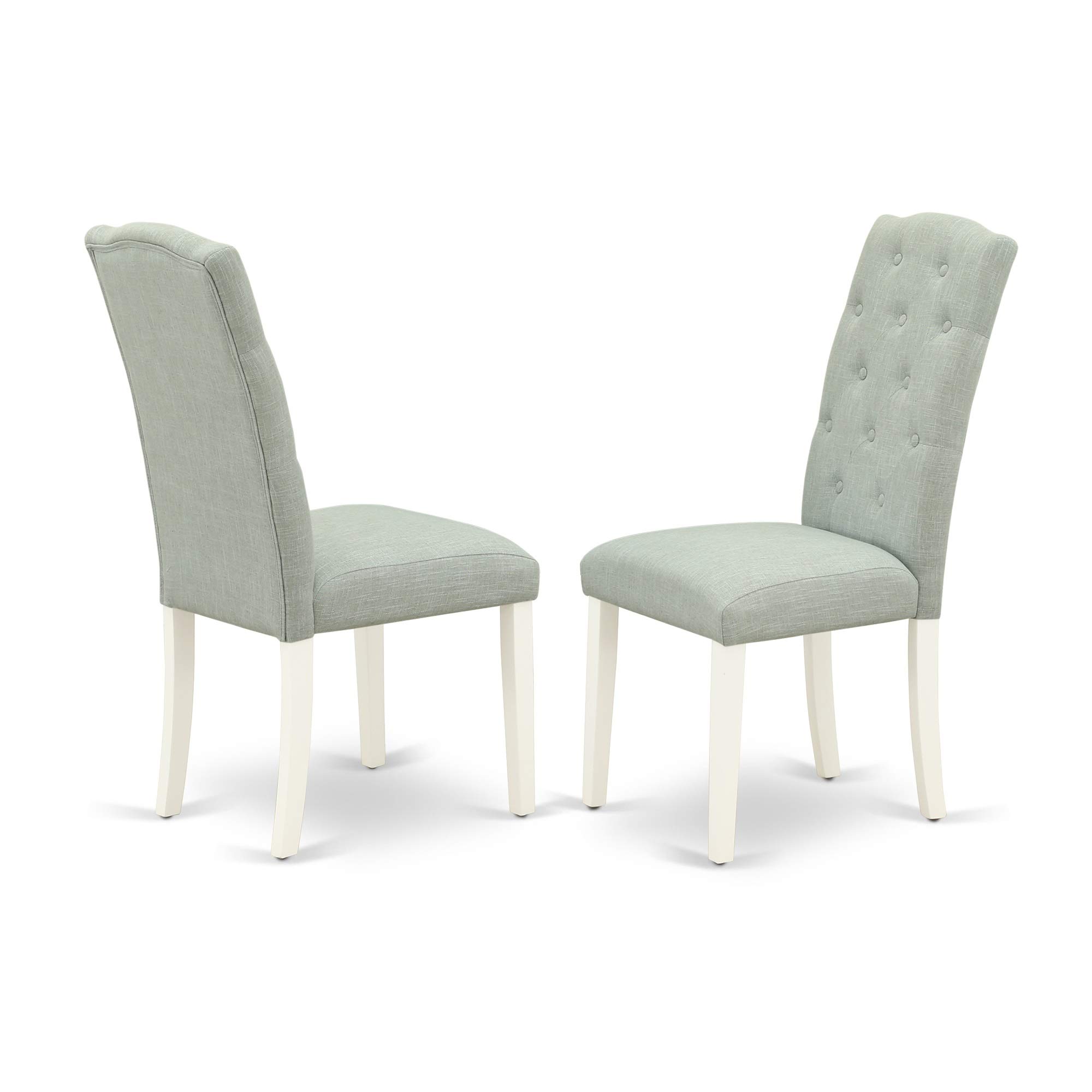 East West Furniture 6-Piece Dining Set - 36x60 Inch Rectangle Table with 4 Baby Blue Linen Chairs & Bench, Modern Kitchen Table Set for Small Spaces | Perfect for Breakfast Nooks, Apartments, and Cozy Family Dinners