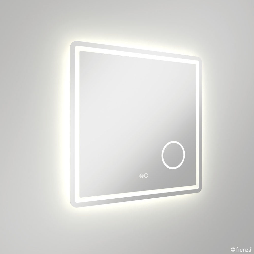 Fienza LED04 70 Deejay LED Vanity Mirror - 700x700mm, Touch Control, Dimmable Light for Makeup, Shaving & Salon Use