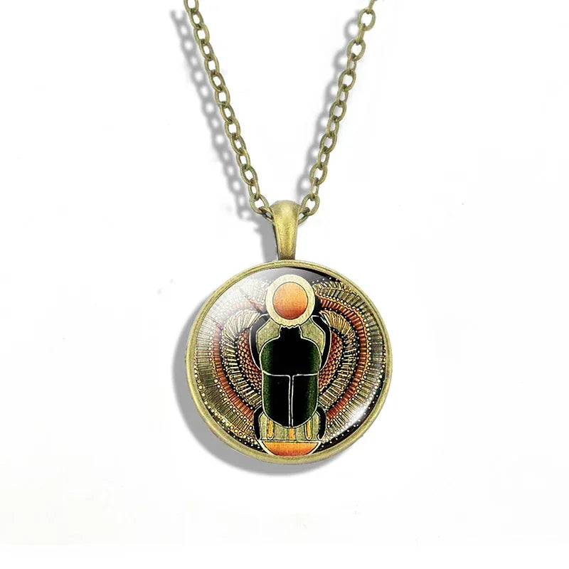 Egyptian Kingdom Necklace - Ancient Egyptian Style Jewelry for Women, Gold Plated Pendant with Hieroglyphics, Perfect for Costume Parties & Historical Events