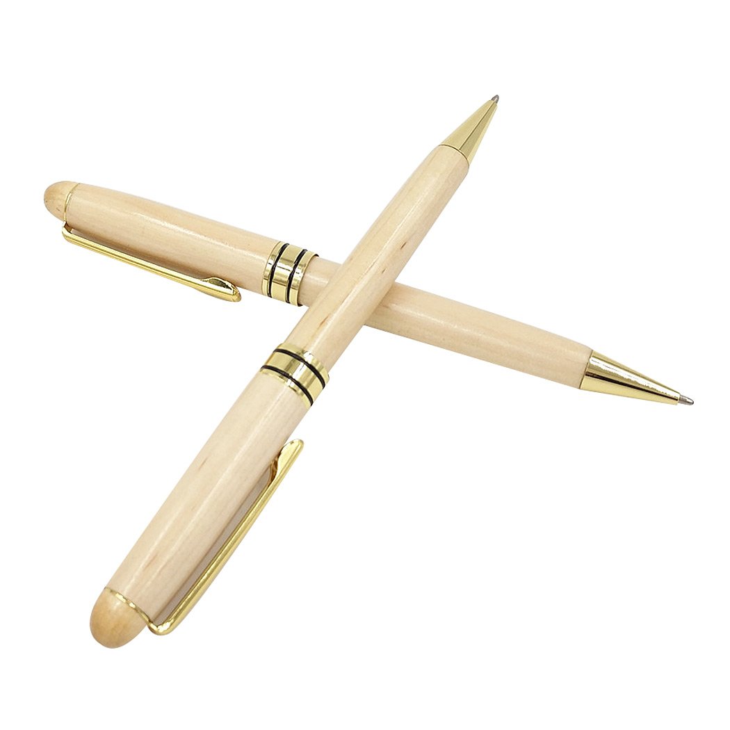 Handcrafted Rosewood & Maple Wooden Ballpoint Pen Set - 2 Premium Wood Pens, Vintage Style Writing Gift for Men & Women - Perfect for Office, Journaling & Special Occasions