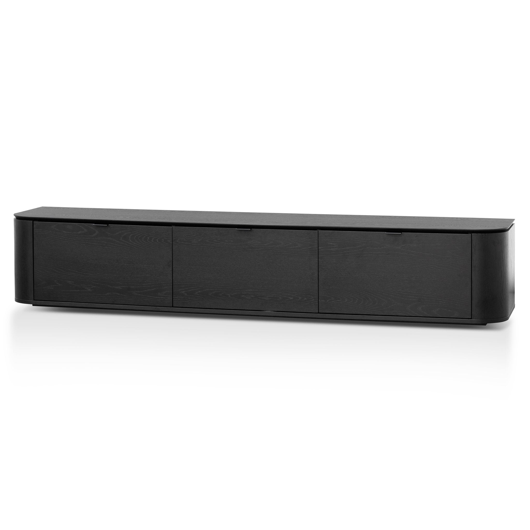 2.4m Black Oak TV Stand Entertainment Center - Modern Media Console for Living Room, Home Theater & Gaming Setup
