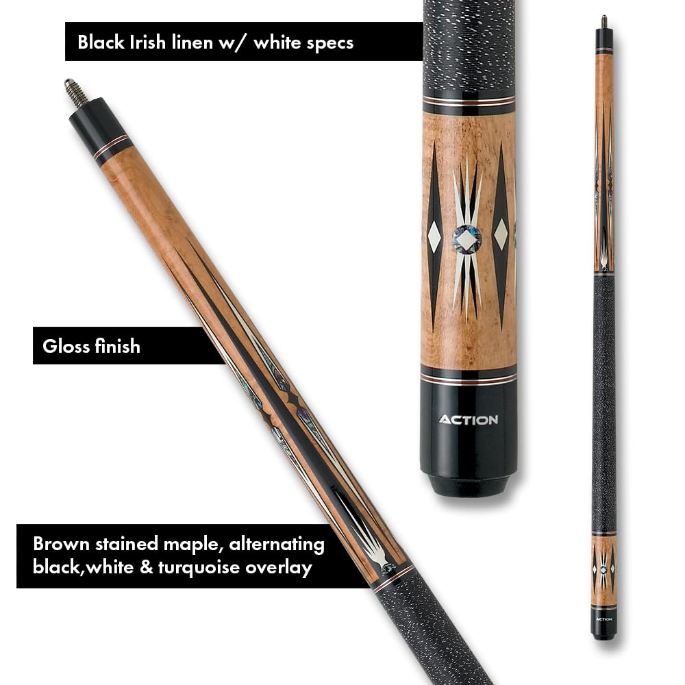 Premium Honey & Black/White Pool Cue Stick - 18oz Weight - Professional Billiards Accessory for Home Game Rooms, Bars, and Competitive Play