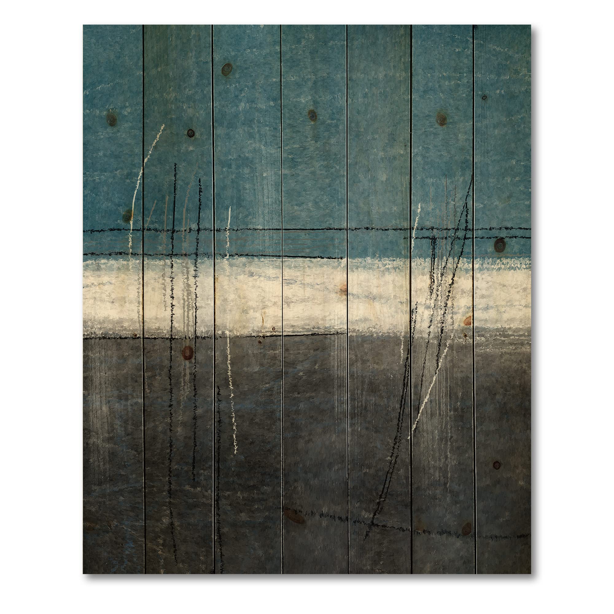 Modern Abstract Wood Wall Art - Teal & Grey Contemporary Wooden Panel Decor, Large Pine Wood Printed Wall Hanging | Perfect for Living Room, Bedroom & Office Decor