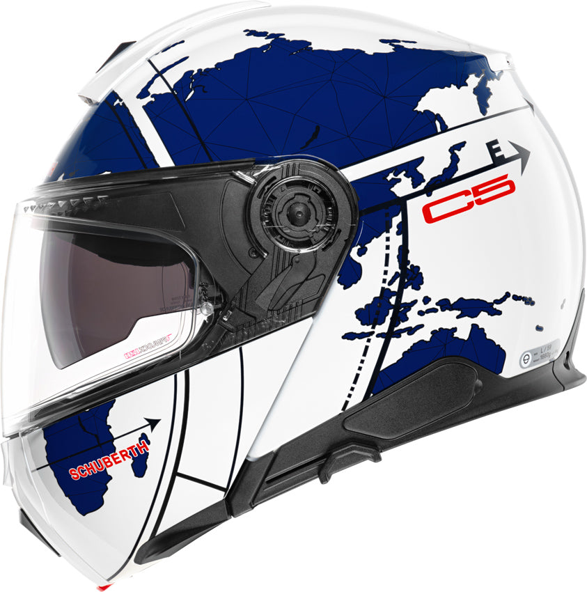 Schuberth C5 Globe Blue Motorcycle Helmet - Premium DOT & ECE Certified for Safety - Ideal for Touring, Commuting & Adventure Riding