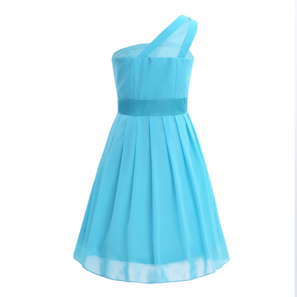 Elegant One Shoulder Pleated Chiffon Flower Girl Dress for Weddings, Bridesmaids, Prom & Special Occasions - Perfect for Formal Events, Photo Shoots & Dance Parties